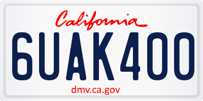 CA license plate 6UAK400