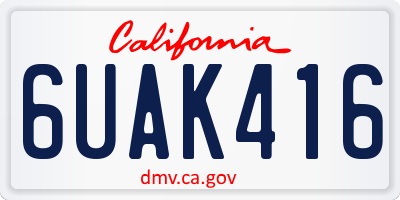 CA license plate 6UAK416