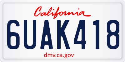 CA license plate 6UAK418
