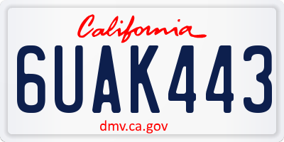 CA license plate 6UAK443