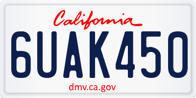 CA license plate 6UAK450