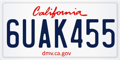 CA license plate 6UAK455