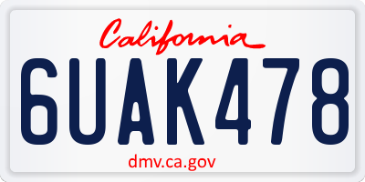 CA license plate 6UAK478