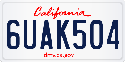 CA license plate 6UAK504
