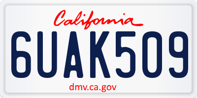 CA license plate 6UAK509