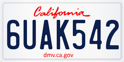 CA license plate 6UAK542
