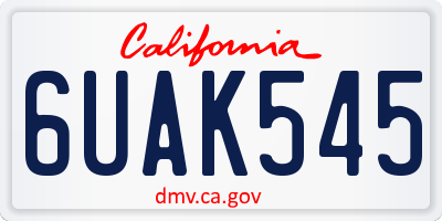 CA license plate 6UAK545