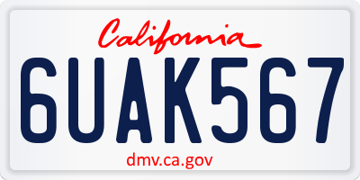 CA license plate 6UAK567