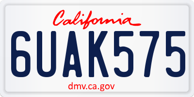 CA license plate 6UAK575
