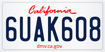 CA license plate 6UAK608
