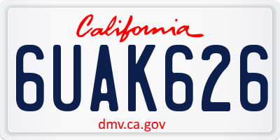 CA license plate 6UAK626