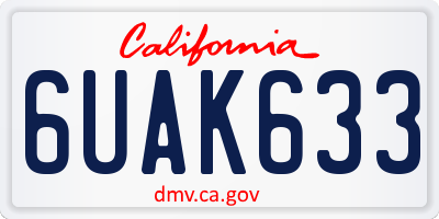 CA license plate 6UAK633