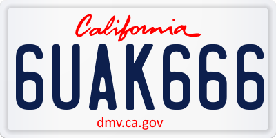 CA license plate 6UAK666