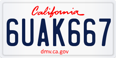 CA license plate 6UAK667
