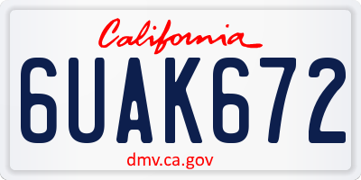 CA license plate 6UAK672