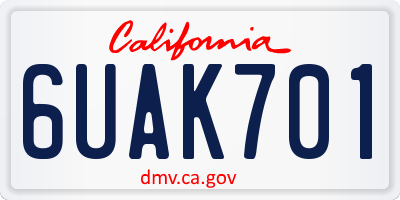 CA license plate 6UAK701