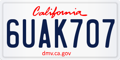 CA license plate 6UAK707