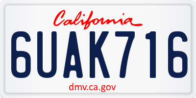 CA license plate 6UAK716