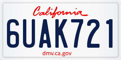 CA license plate 6UAK721