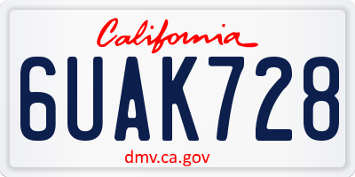 CA license plate 6UAK728