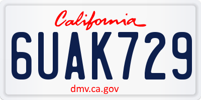 CA license plate 6UAK729