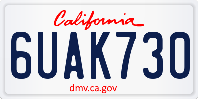 CA license plate 6UAK730