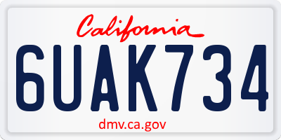 CA license plate 6UAK734