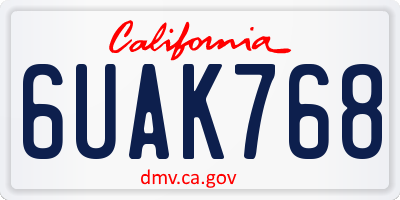 CA license plate 6UAK768