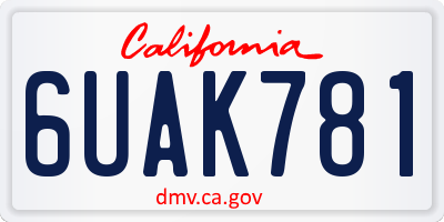CA license plate 6UAK781