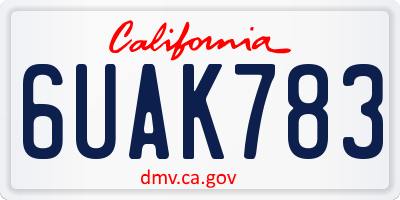 CA license plate 6UAK783