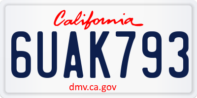 CA license plate 6UAK793
