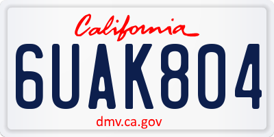 CA license plate 6UAK804