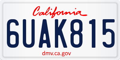 CA license plate 6UAK815
