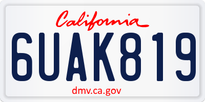 CA license plate 6UAK819
