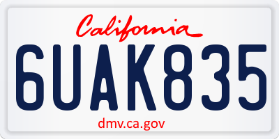 CA license plate 6UAK835