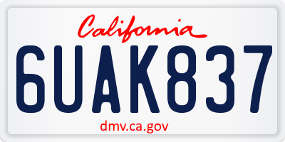 CA license plate 6UAK837