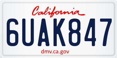 CA license plate 6UAK847