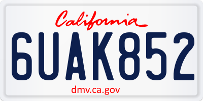 CA license plate 6UAK852