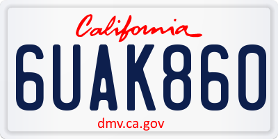 CA license plate 6UAK860