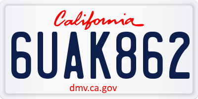 CA license plate 6UAK862