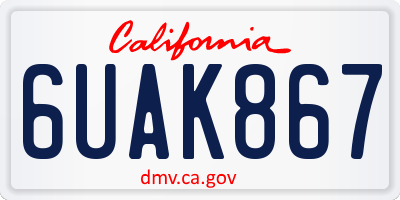 CA license plate 6UAK867