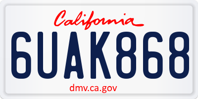 CA license plate 6UAK868