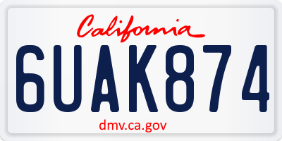 CA license plate 6UAK874