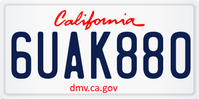 CA license plate 6UAK880