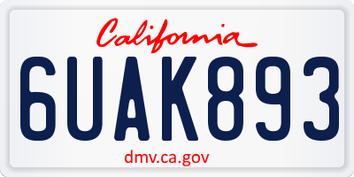 CA license plate 6UAK893