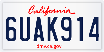 CA license plate 6UAK914