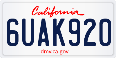 CA license plate 6UAK920