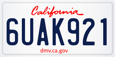 CA license plate 6UAK921