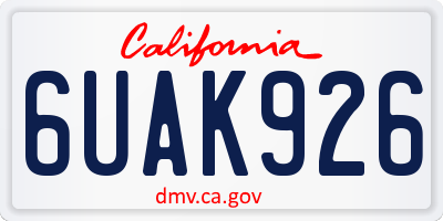 CA license plate 6UAK926