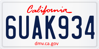 CA license plate 6UAK934